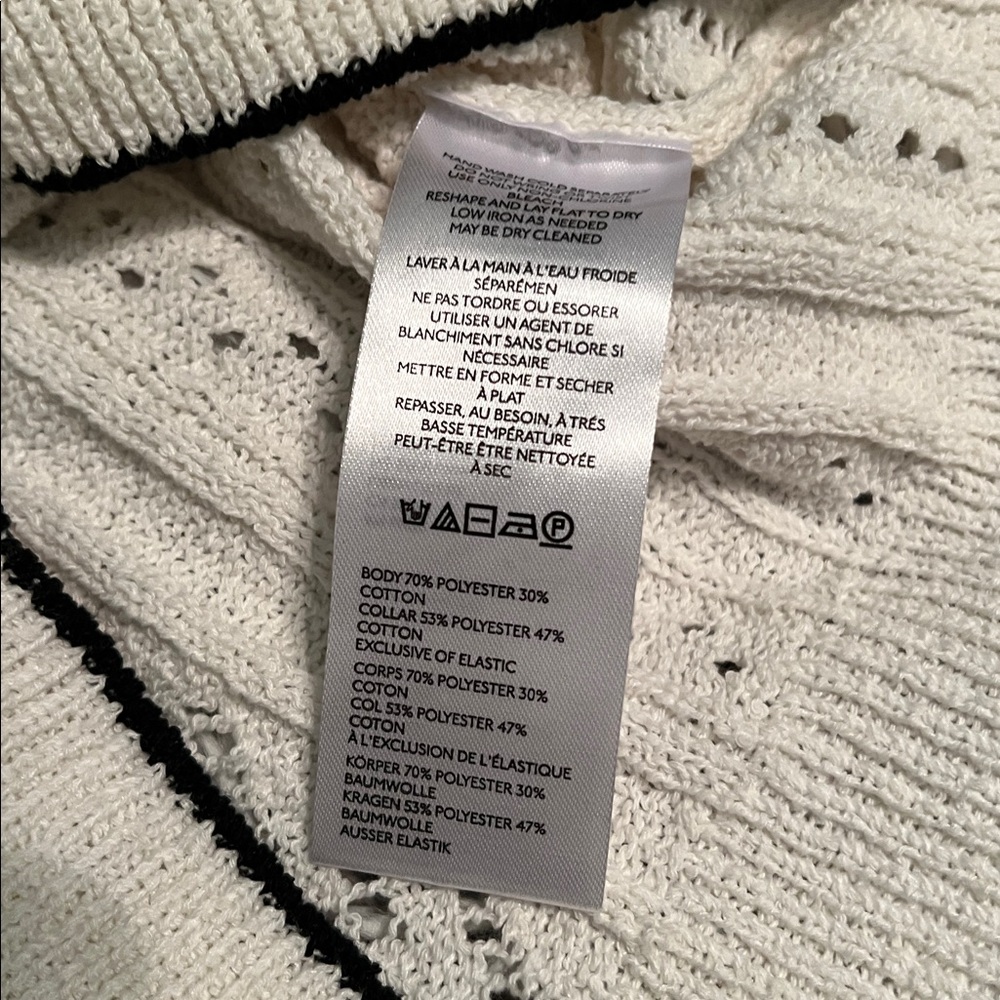 NWOT Kimchi Blue Carlie Pointelle Short Sleeve Sweater Cream Black Small - Picture 13 of 13